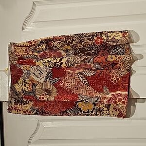 Coldwater Creek Womens Orange Floral Hawaiian Faux Wrap Printed Skirt